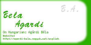 bela agardi business card